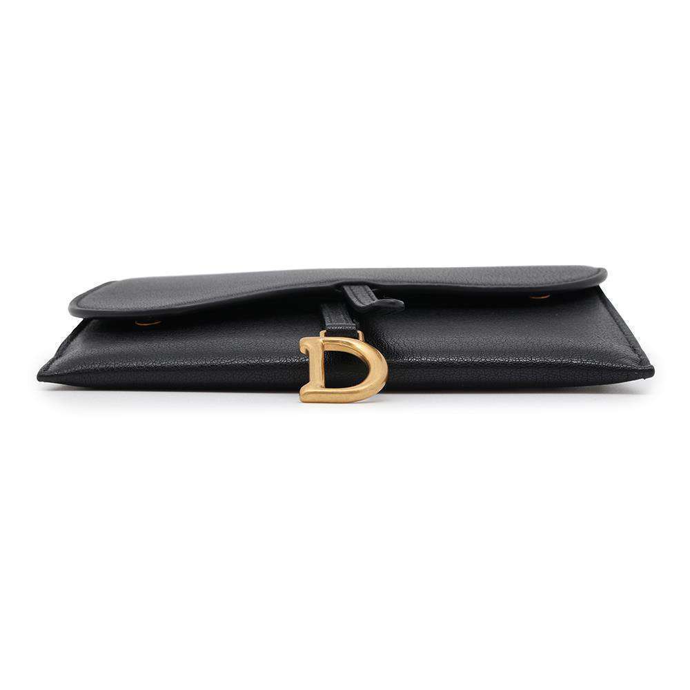 Christian Dior Chain Wallet Saddle Long Leather Black - Picture 3 of 14